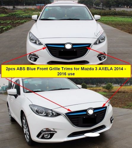 2pcs blue grille grill cover trim fit for mazda 3 axela m3 4 door sedan 2014-16