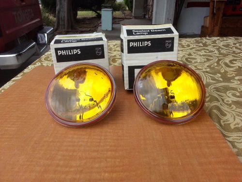 2   4&#034; philips 7400a  amber incandescent sealed beam light bulbs