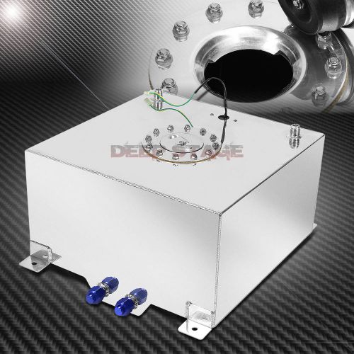 15.5 gallon/58.7l polished aluminum race gas fuel cell tank/2" sump+level sender