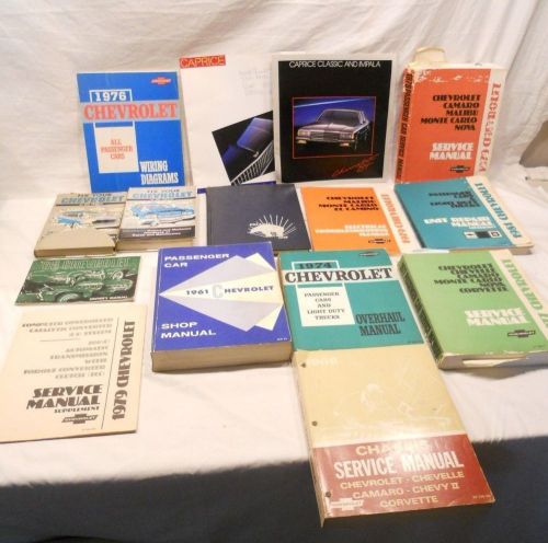 Lot of automobile service manuals for chevrolet