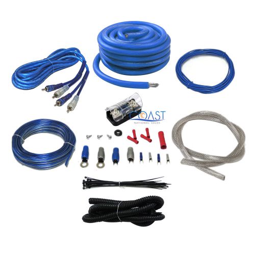 Bullz audio complete pro 4 gauge 2000w blue amplifier power wiring install kit