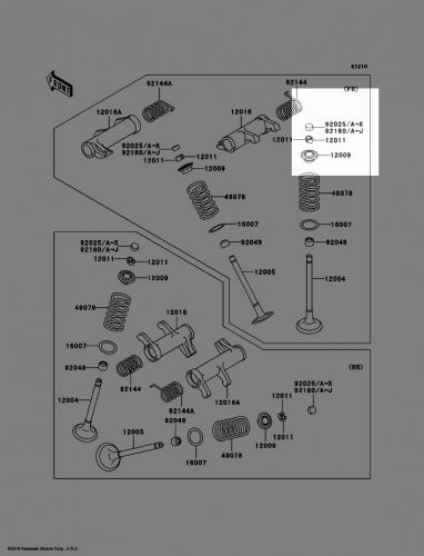 2010 kawasaki vulcan 900 custom oem valve(s): t=2.75 shim