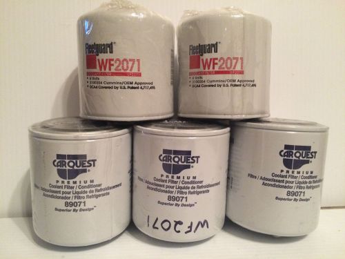 (lot of 5) (3) 89071 carquest &amp; (2) wf2071 fleetguard coolant filters