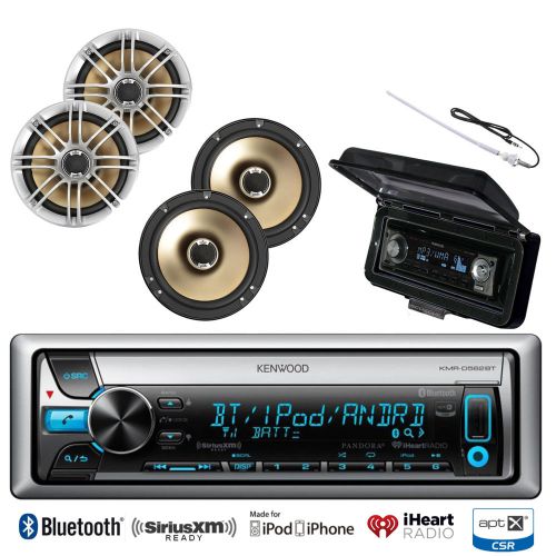 Bluetooth usb cd ipod marine receiver, 6.5&#034; polk marine speakers, antenna, cover