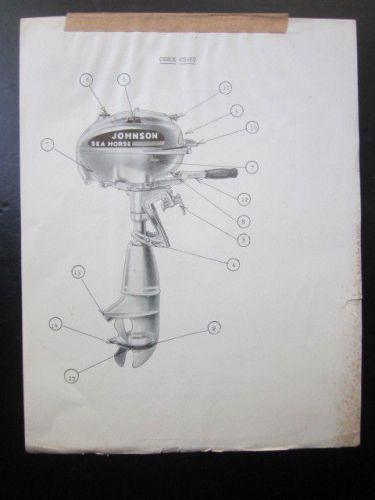 Vintage johnson sea horse outboard motor check chart dealer manual 1950&#039;s