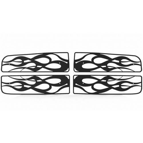 Dodge ram 03-05 bar-style black horizontal flame front metal grille trim cover