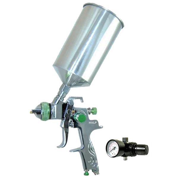 New 2.0 hvlp gravity feed spray gun air regulator auto paint primer metal flake