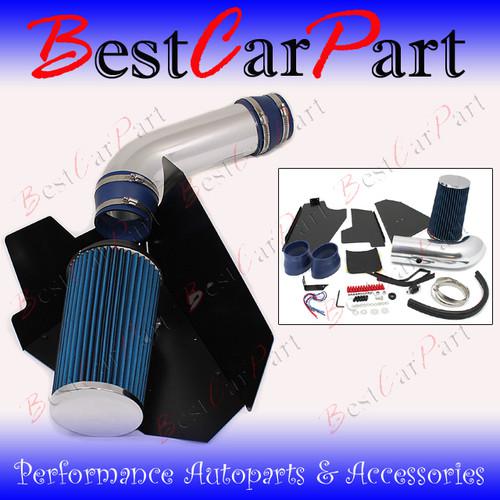 Bcp blue 96-99 chevy c1500 k1500 suburban 5.0/5.7 v8 heat shield cold air intake