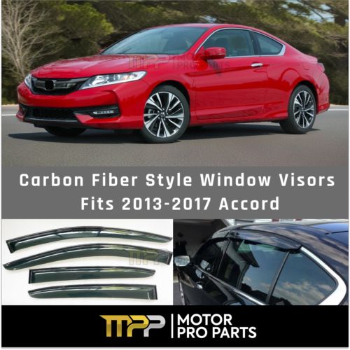 Fits 2013-17 Honda Accord Carbon Fiber Print Trim Window Visors Wind Deflectors, US $46.59, image 8