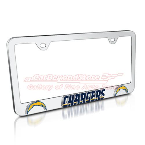 Nfl san diego chargers 3d chrome metal license plate frame, licensed + free gift
