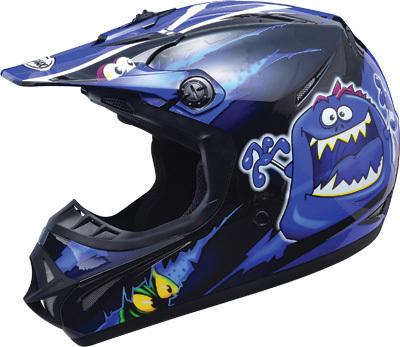 New gmax gm46x-1 kritter ii/2 offroad/motocross youth helmet, blue/black, med/md