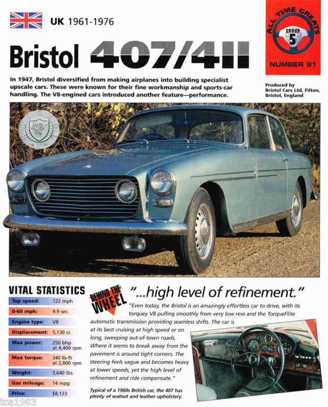 BRISTOL 407 (411) IMP Brochure: 1961,1962,1963,, US $12.00, image 3