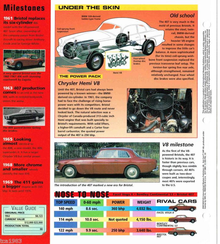 BRISTOL 407 (411) IMP Brochure: 1961,1962,1963,, US $12.00, image 4