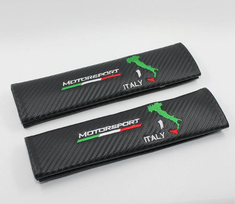 A pair sport carbon fiber race motorsport italy auto seatbelt cover shoulder pad