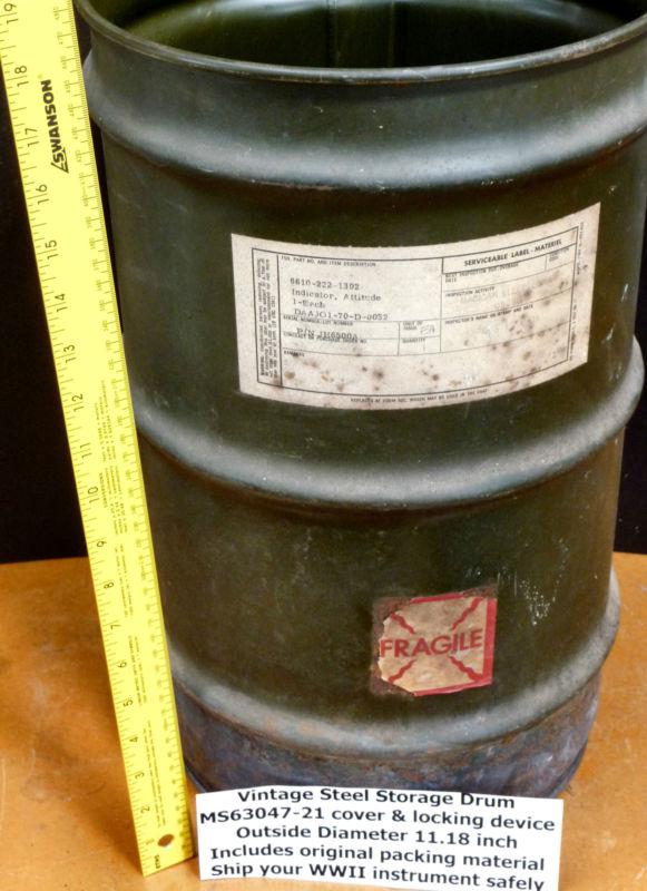 Steel Storage Drum w/Original Packing Material Vintage WWII Man Cave Collectable, US $45.00, image 4