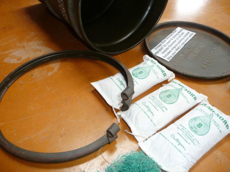 Steel Storage Drum w/Original Packing Material Vintage WWII Man Cave Collectable, US $45.00, image 8