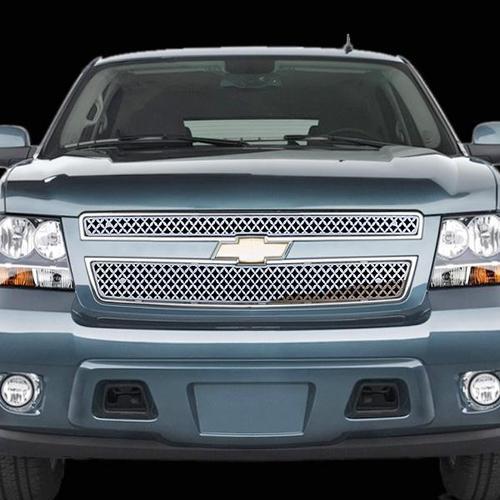 Chevy suburban 07-13 except hybrid diamond mesh polished stainless grill add-on