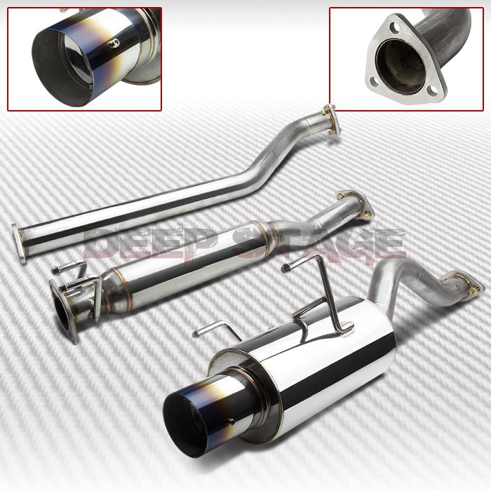 Ss cat back exhaust 4"burnt tip muffler 02-06 acura rsx integra dc5 base k20a3