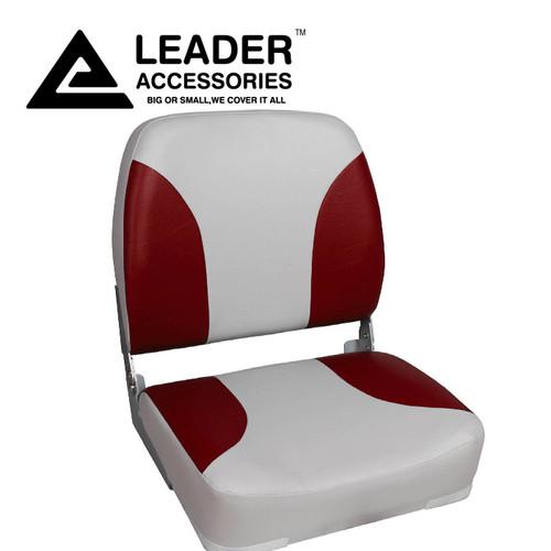 New deluxe high back grey/red marine fishing boat seat with pinchless hinges
