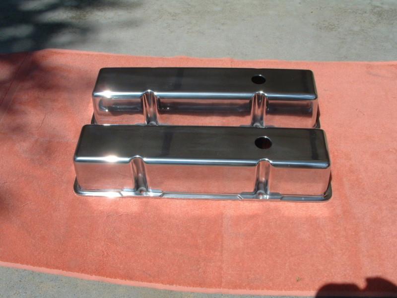 Sb 350 chevy polished aluminum tall 3 11/16"  valve covers  283 327 350 383 400