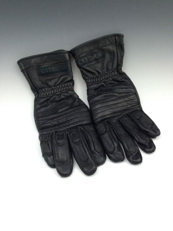 **olympia wind-tex black leather motorcycle gloves  mens large**