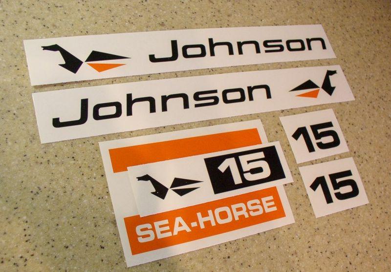Johnson sea horse outboard motor decal kit 15 hp free ship + free fish decal!