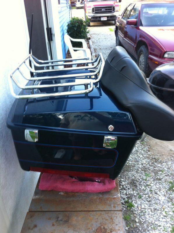 Harley davidson tour pak pack loaded cobalt blue w/ luggage rack, backrest