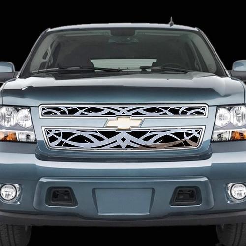 Chevy suburban 07-13 except hybrid tribal polished stainless grill insert cover