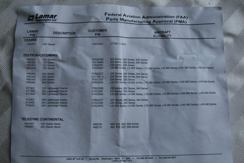 Lamar 24V Starter Lycoming, US $1.00, image 7