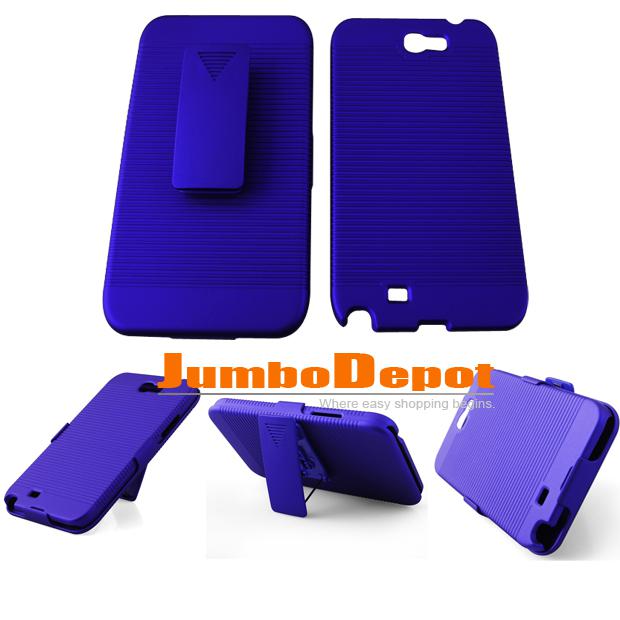 Blue hard stand swivel slide phone case cover with holster clip fits nokia n7100