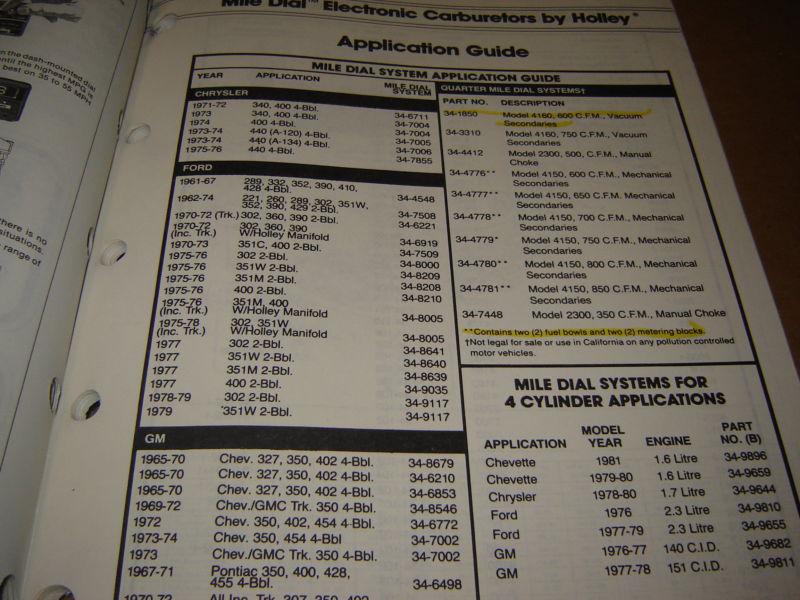 Sell Holley Performance Parts Catalog 1985, Carburetors, Valve Covers