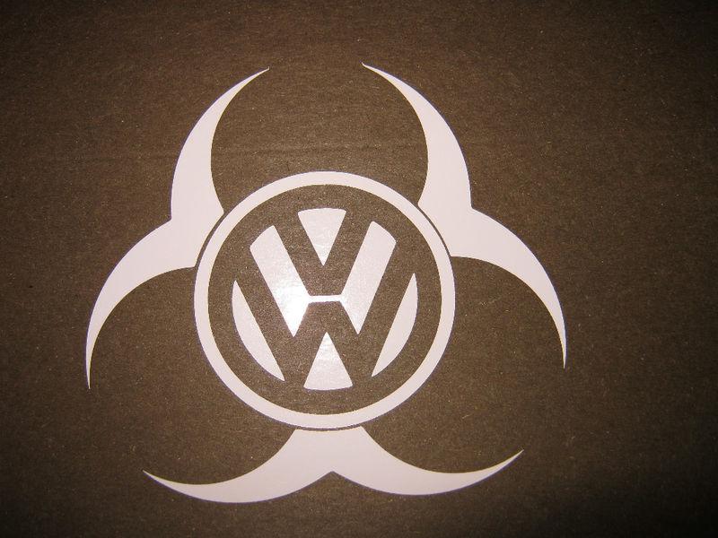 2- biohazzard vw vinyl decal sticker 5" x6" bus bug ghia thing transport beatle