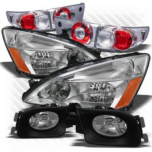 03-05 accord 4dr chrome headlights + altezza style tail lights + fog lights set