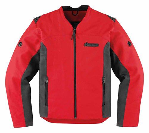 New icon device adult leather jacket, red/black, xl