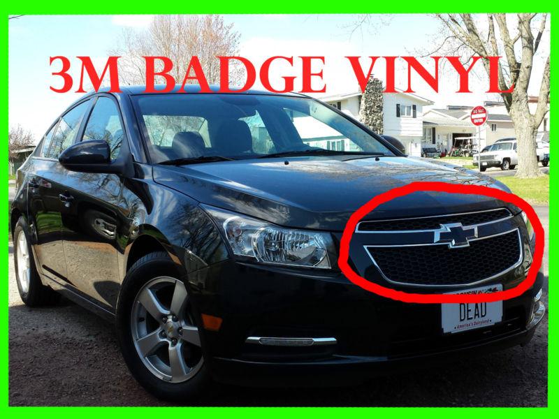 Two 3" x 8" gloss black vinyl wrap bowtie emblem badge sticker chevy cruze 3m