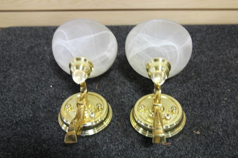 Used rv motorhome camper interior wall lighting set of 2 gold lights w/ bulbs