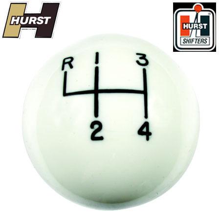 Hurst 1630003 classic 4 speed white  shifter ball knob 3/8" x 16 thread