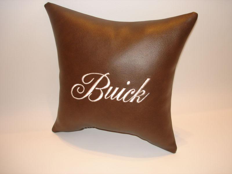 Vintage custom made burgundy buick car show pillow with white embroidery