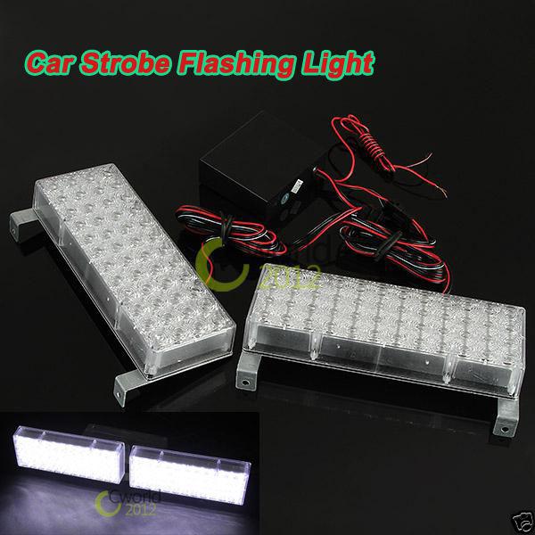 2x48 led emergency car truck strobe flashing flash light white warning lamp new 