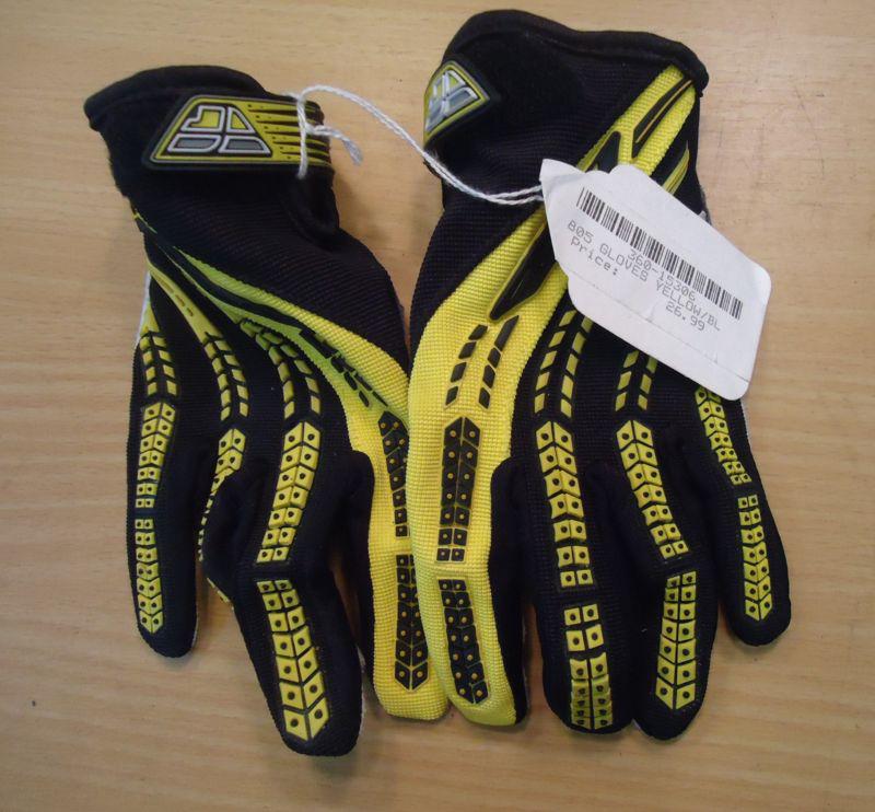 Genuine fly racing 805 youth size 6 yellow / black gloves # 360-15306