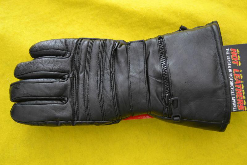 Bikers cowhide leather gauntle glove padded w/rain cover motorcycle xlarge