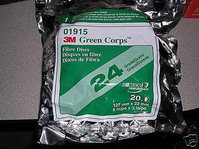 3m green corps 5" 24 grit grinding discs!! pack of 20