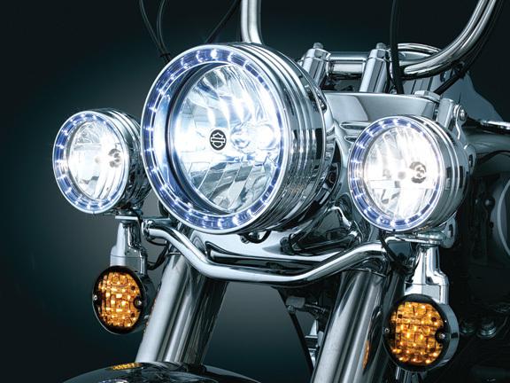 Kuryakyn 7750 l.e.d. halo headlight trim ring led for 1994-2012 harley softail