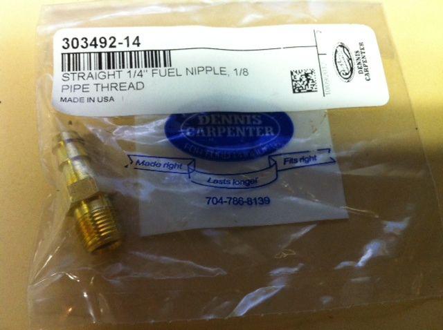 Cushman fuel nipple - straight - fit all cast iron eagle  - new