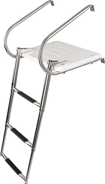 3 step stainless steel telescoping boat ladder platform-marine swim deck used)