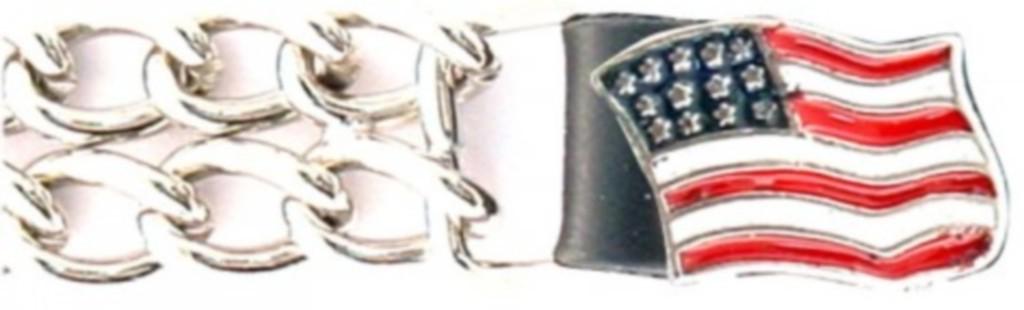 Ladies us flag old glory motorcycle vest extender leather double chain - new