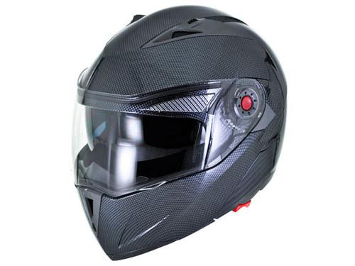 Snowmobile atv utv 4x4 mx - carbon fiber modular flip up helmet dual visor - xl