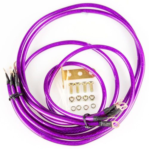 Universal racing spec ground wire kit performance earth system 5-point purple