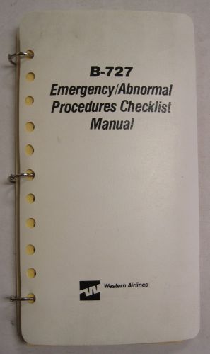 B-727 original western airlines emergency/abnormal procedures checklist manual