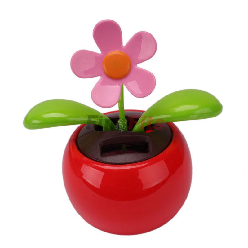 New flip flap solar powered plant decoration flower cute solar flower toy red